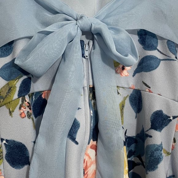 Xtraordinary Women's Light Blue Floral High Neck Sleeveless Bow Dress Size 5 - Picture 5 of 9